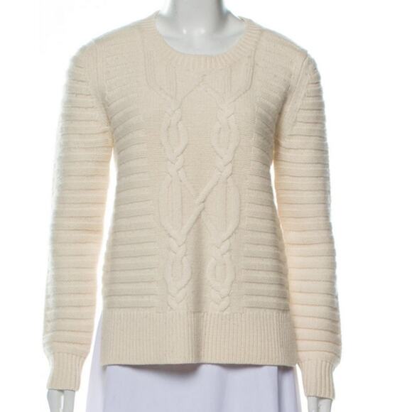 Sandro Merino Wool Cable Knit Sweater in Ivory, Size 2 - Picture 1 of 8
